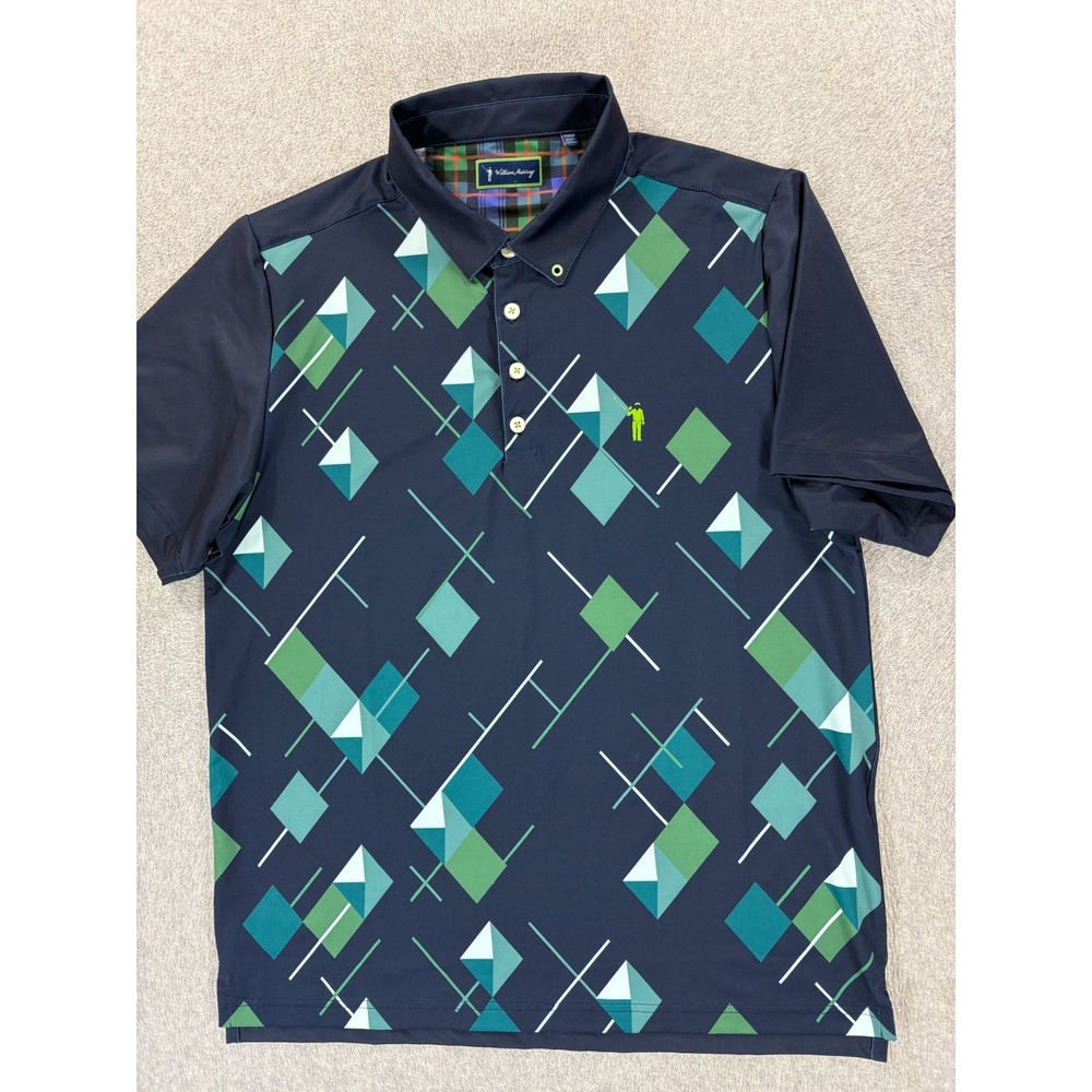 William Murray Performance Geometric Design S/S Polo Shirt (Men's XL) Blue